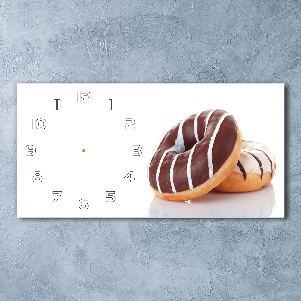 Horizontal wall clock Donats with chocolate