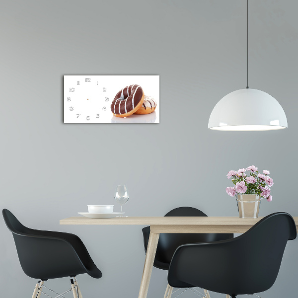 Horizontal wall clock Donats with chocolate