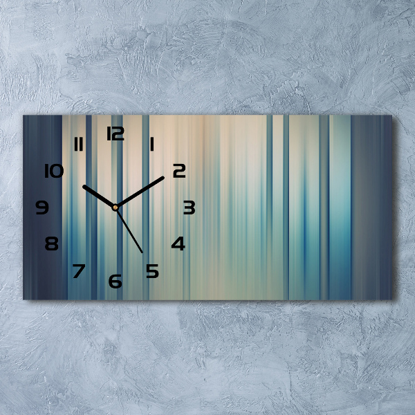 Horizontal wall clock Blue stripes