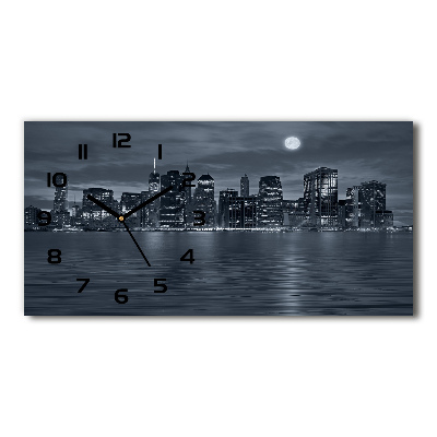 Horizontal rectangular wall clock New York at night