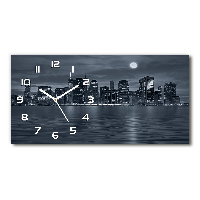 Horizontal rectangular wall clock New York at night