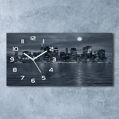 Horizontal rectangular wall clock New York at night