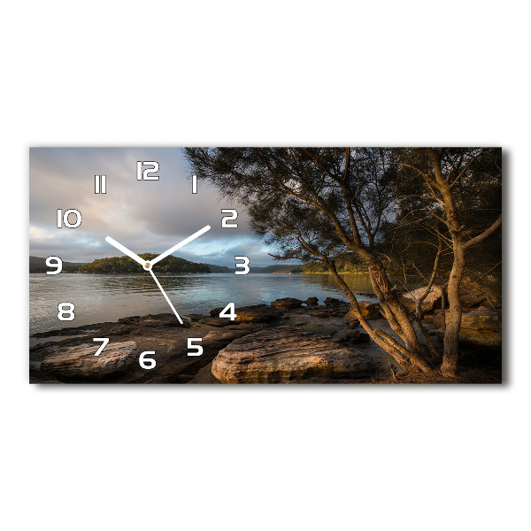 Horizontal wall clock Tree by the river