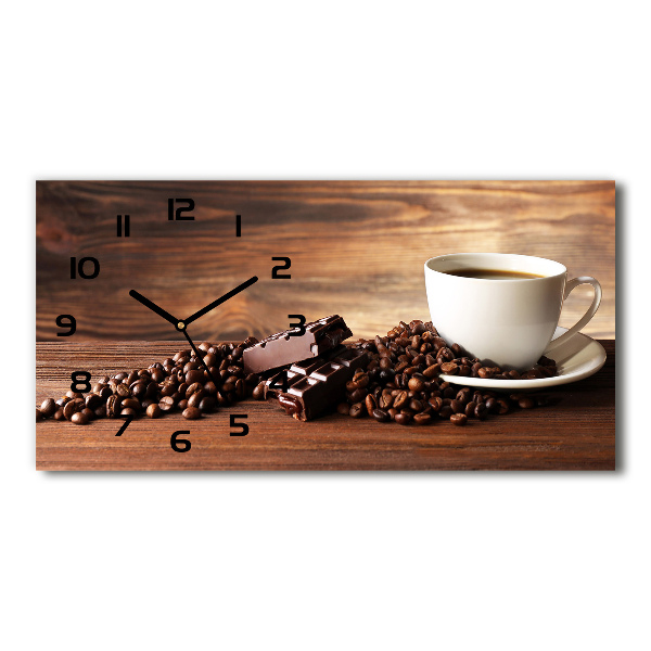 Horizontal rectangular wall clock Coffee and chocolate