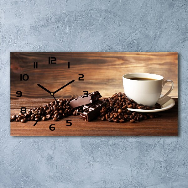 Horizontal rectangular wall clock Coffee and chocolate