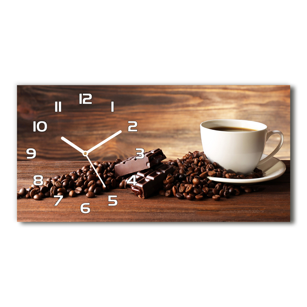 Horizontal rectangular wall clock Coffee and chocolate