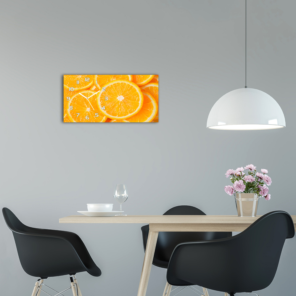 Horizontal wall clock Slices of orange