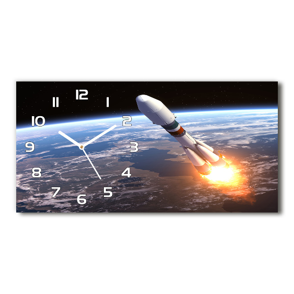 Horizontal wall clock A space rocket