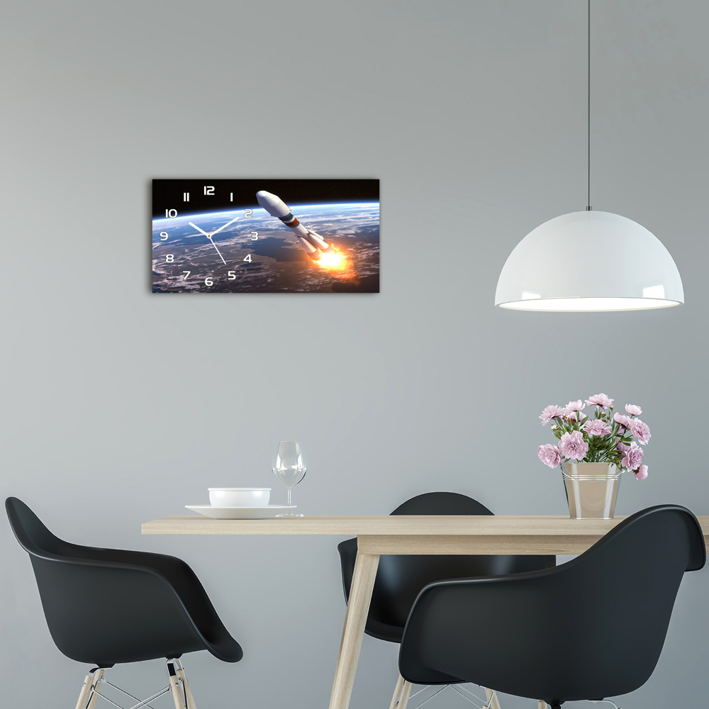 Horizontal wall clock A space rocket