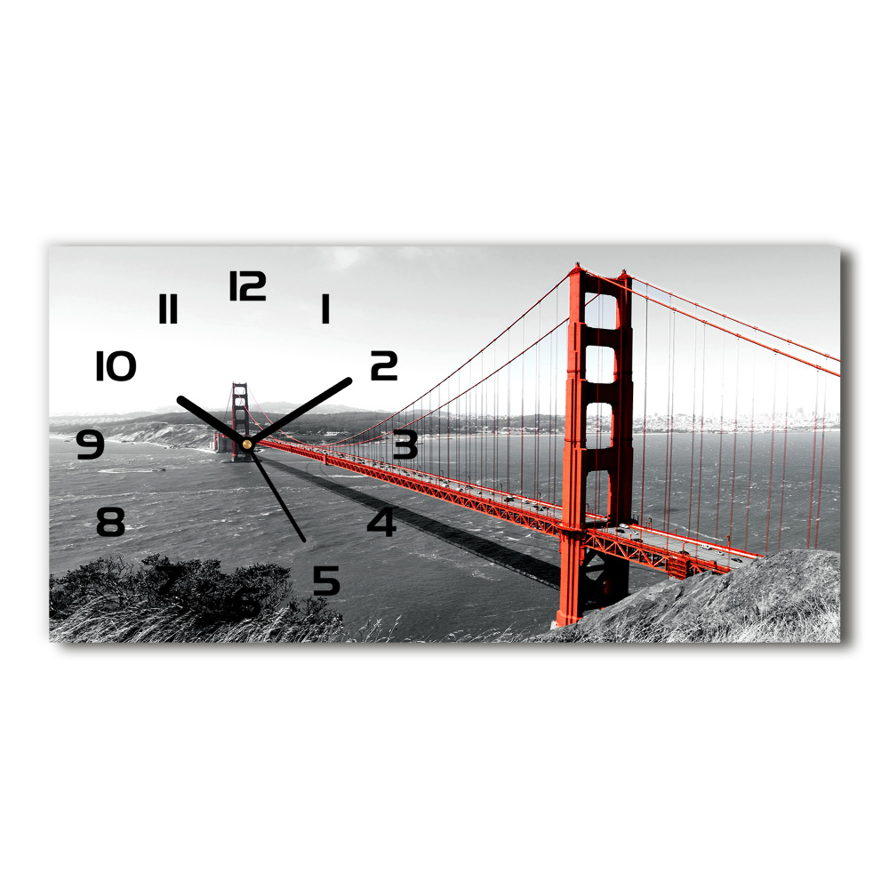 Horizontal rectangular wall clock San Francisco bridge