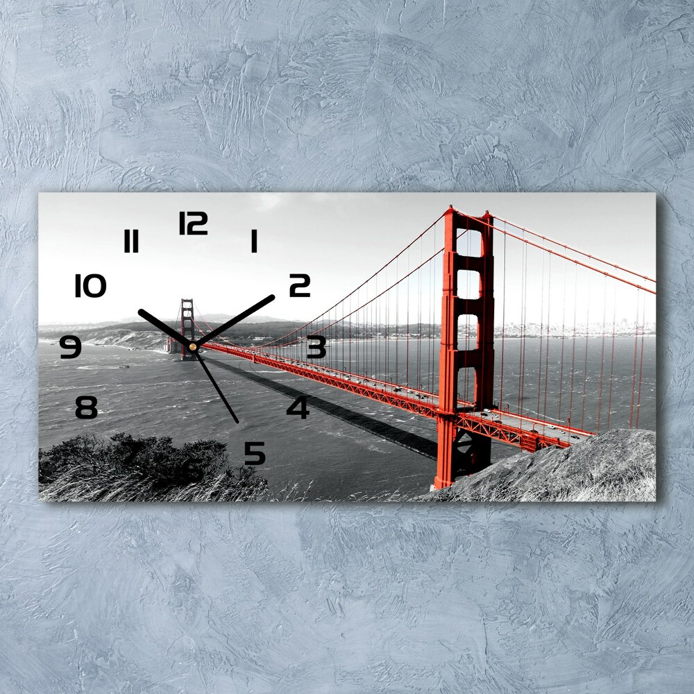 Horizontal rectangular wall clock San Francisco bridge