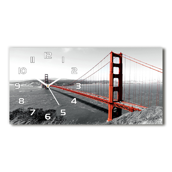 Horizontal rectangular wall clock San Francisco bridge