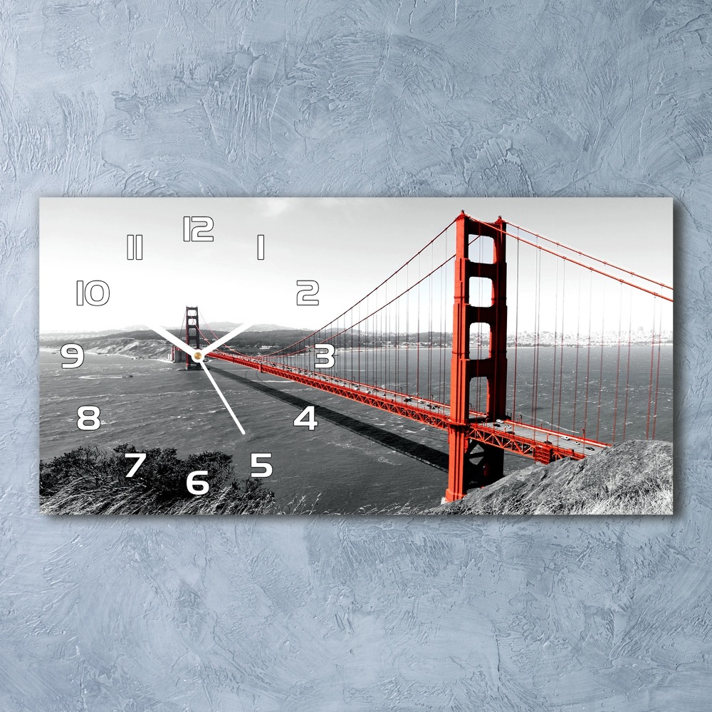 Horizontal rectangular wall clock San Francisco bridge