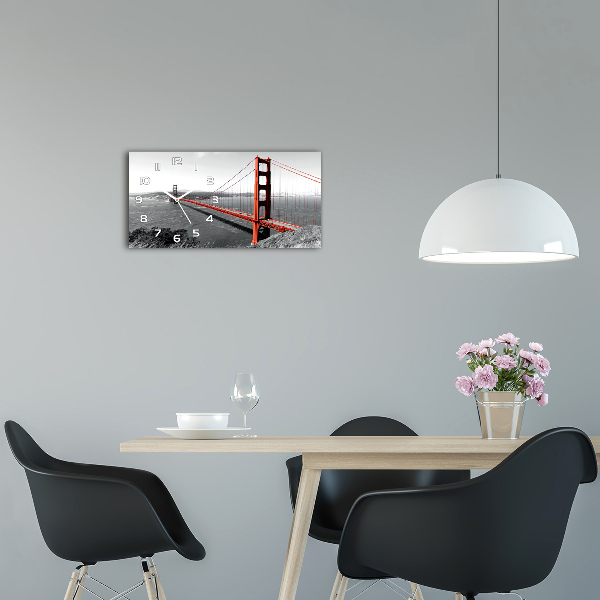 Horizontal rectangular wall clock San Francisco bridge