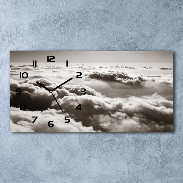 Horizontal wall clock Bird's flight clouds