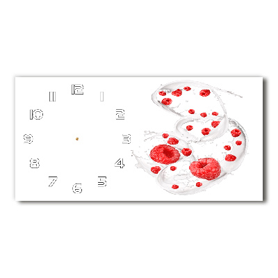 Horizontal wall clock Raspberries with milk