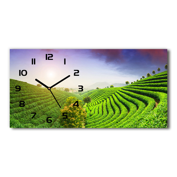 Horizontal rectangular wall clock Tea plantation