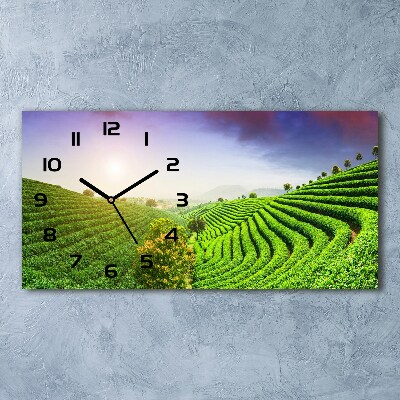 Horizontal rectangular wall clock Tea plantation