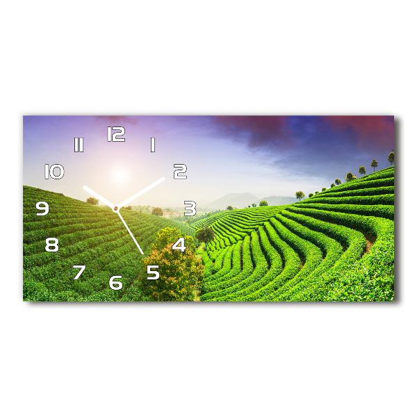 Horizontal rectangular wall clock Tea plantation