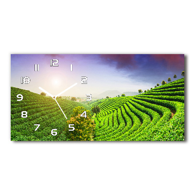 Horizontal rectangular wall clock Tea plantation