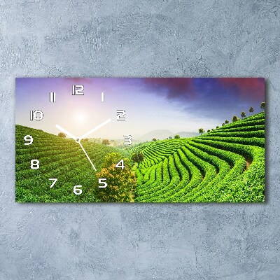 Horizontal rectangular wall clock Tea plantation