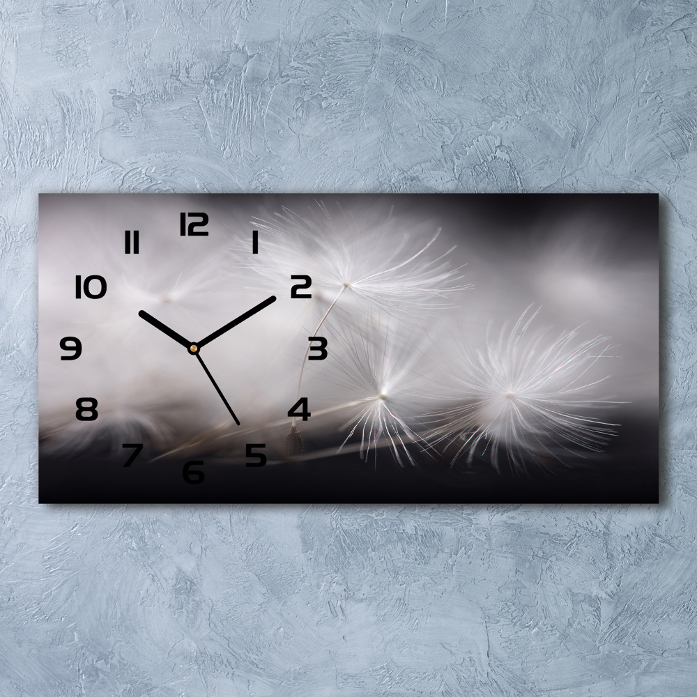 Horizontal rectangular wall clock Dandelion seeds