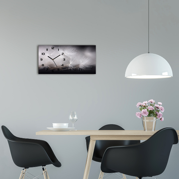 Horizontal rectangular wall clock Dandelion seeds