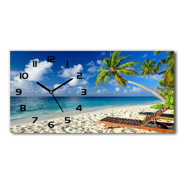 Horizontal rectangular wall clock Tropical beach