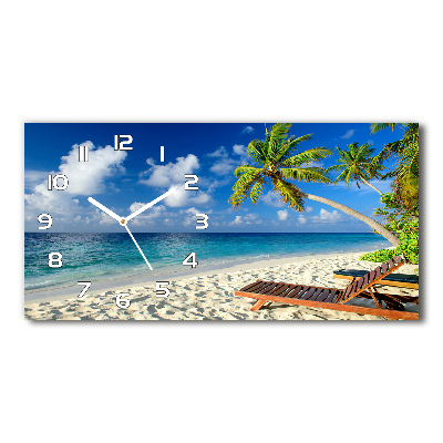 Horizontal rectangular wall clock Tropical beach