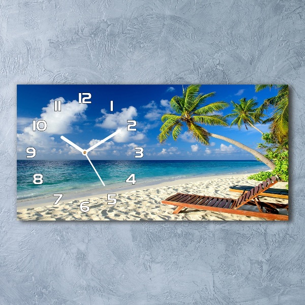 Horizontal rectangular wall clock Tropical beach