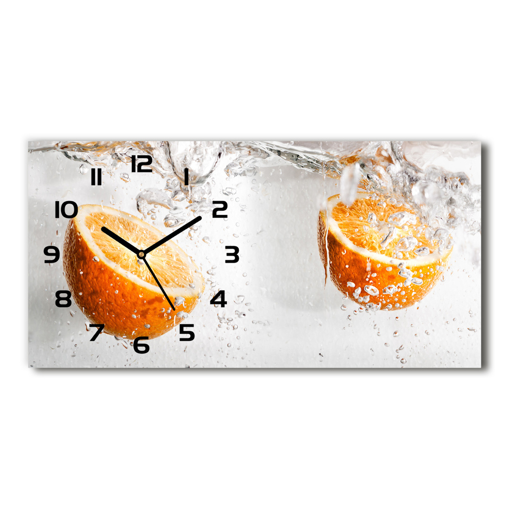 Horizontal wall clock Oranges under water