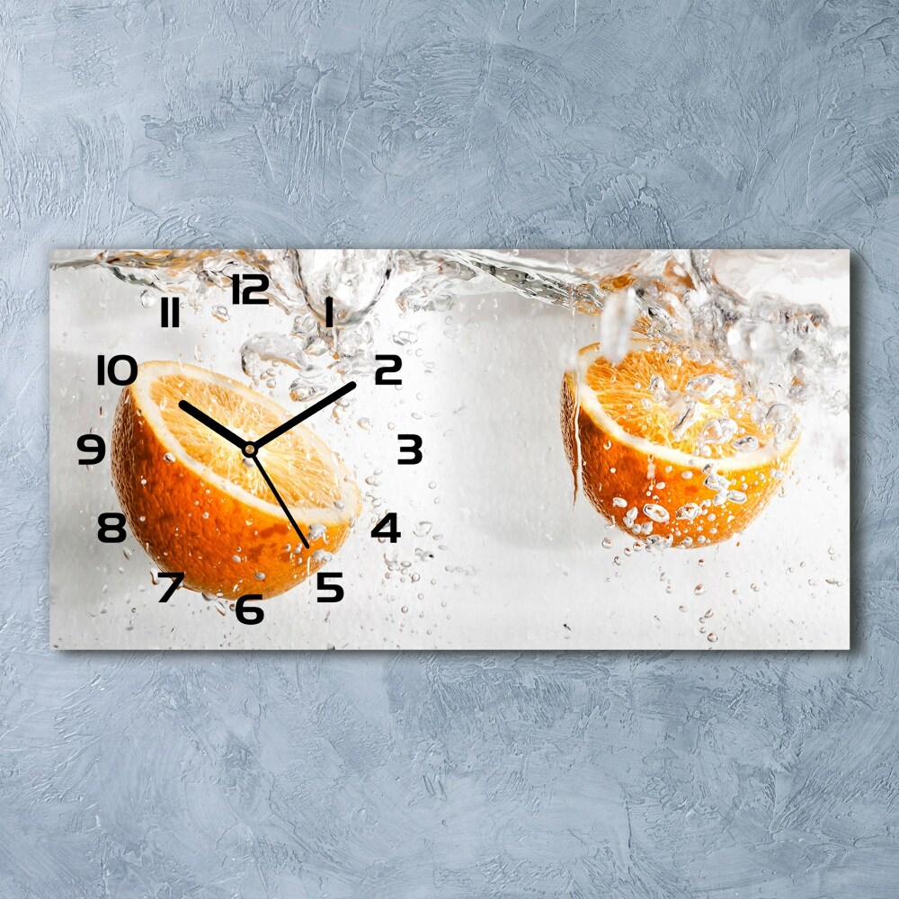 Horizontal wall clock Oranges under water