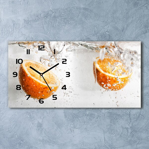 Horizontal wall clock Oranges under water