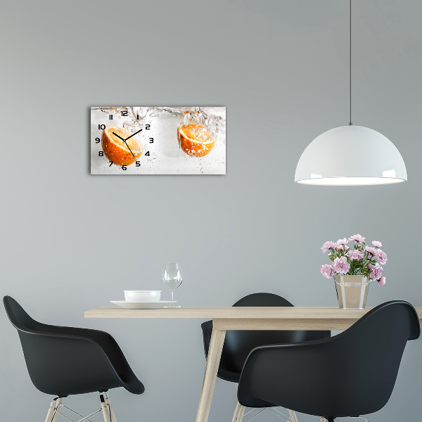 Horizontal wall clock Oranges under water