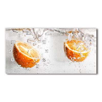 Horizontal wall clock Oranges under water