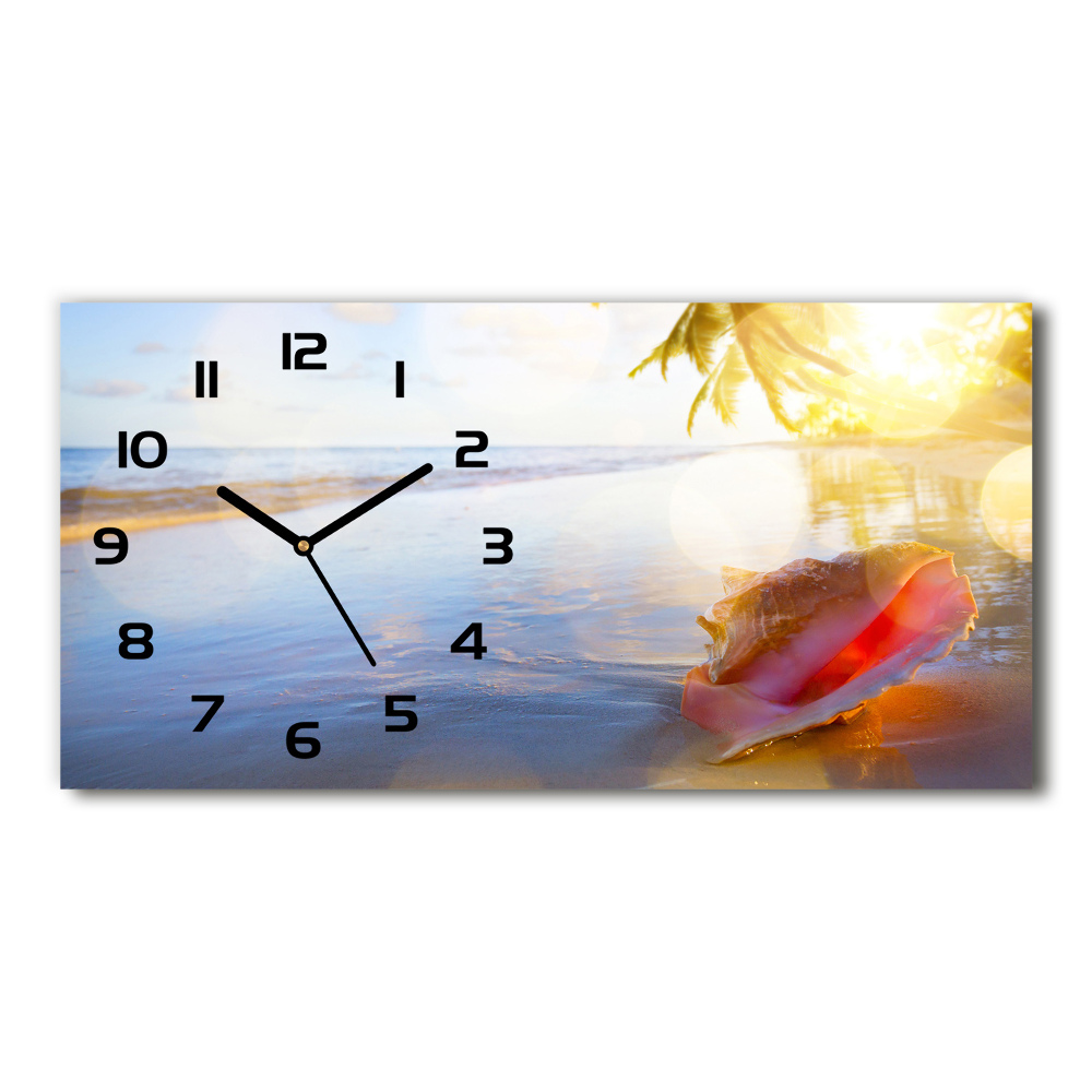 Horizontal wall clock Beach shell