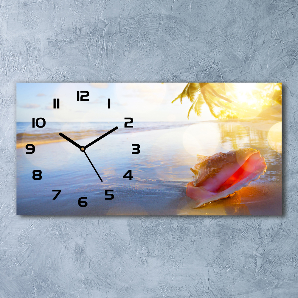 Horizontal wall clock Beach shell