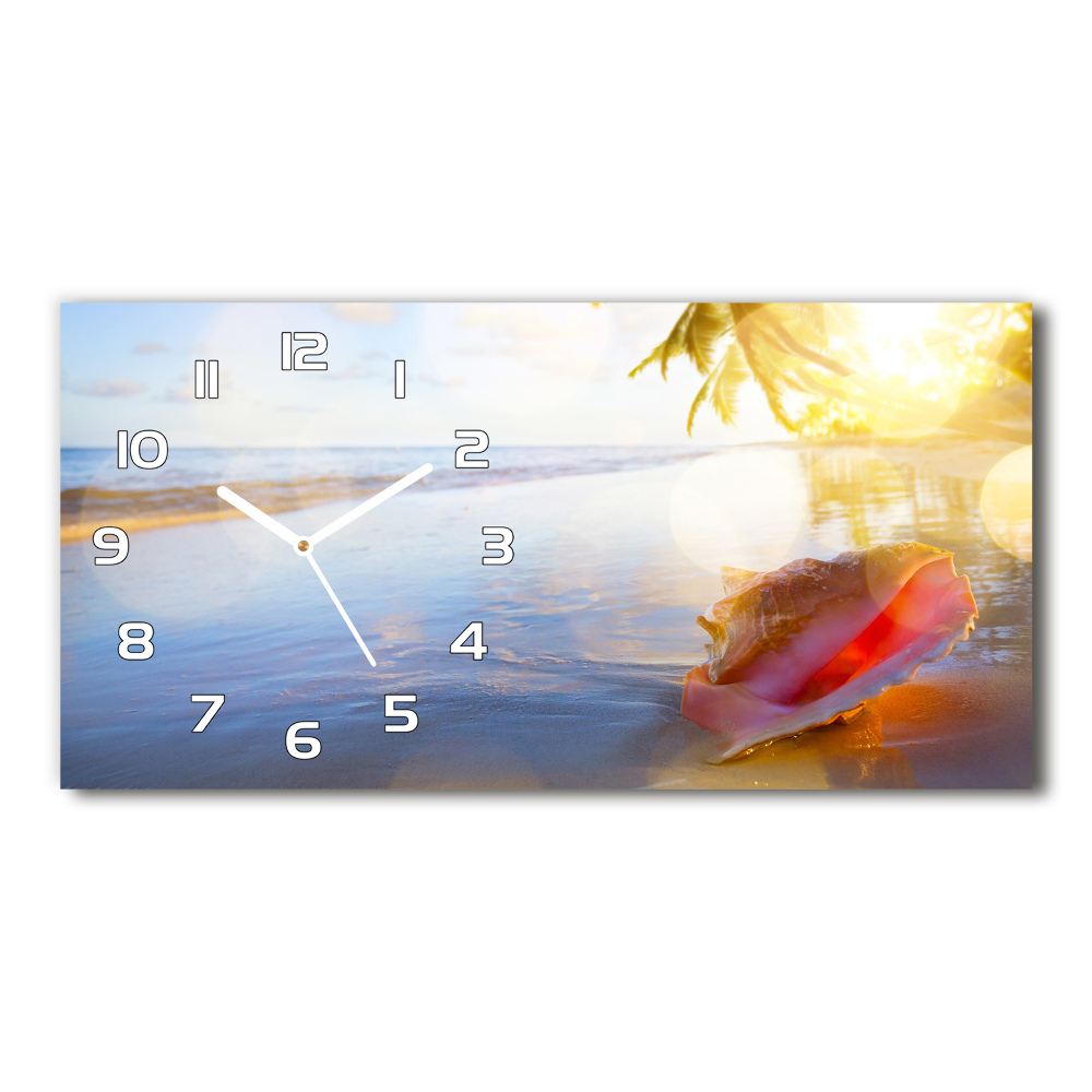 Horizontal wall clock Beach shell