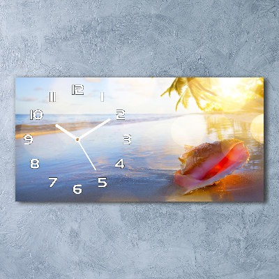 Horizontal wall clock Beach shell