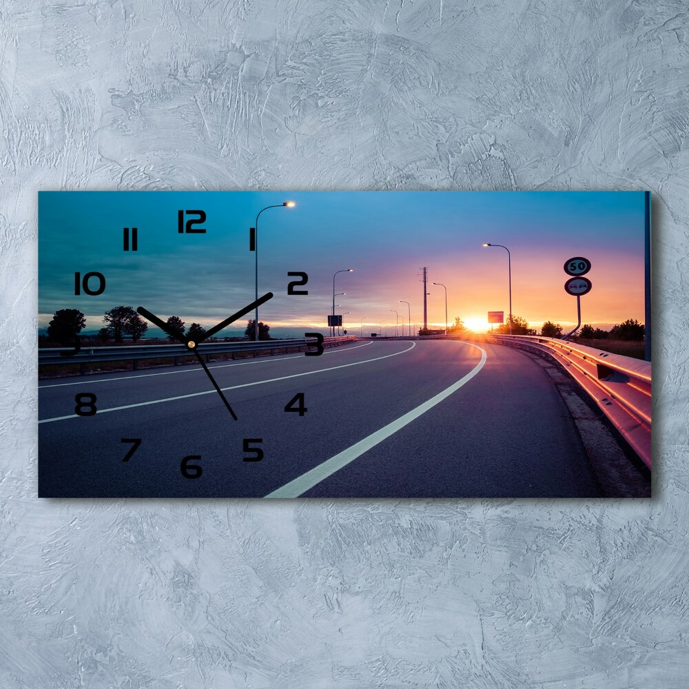 Horizontal rectangular wall clock highway