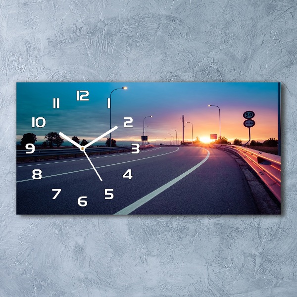 Horizontal rectangular wall clock highway