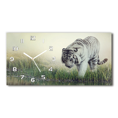 Horizontal rectangular wall clock White Tiger