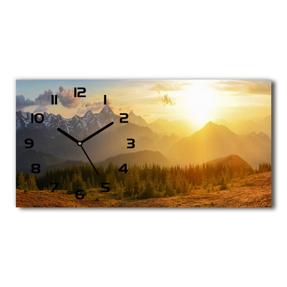 Horizontal wall clock Sunset of the mountain