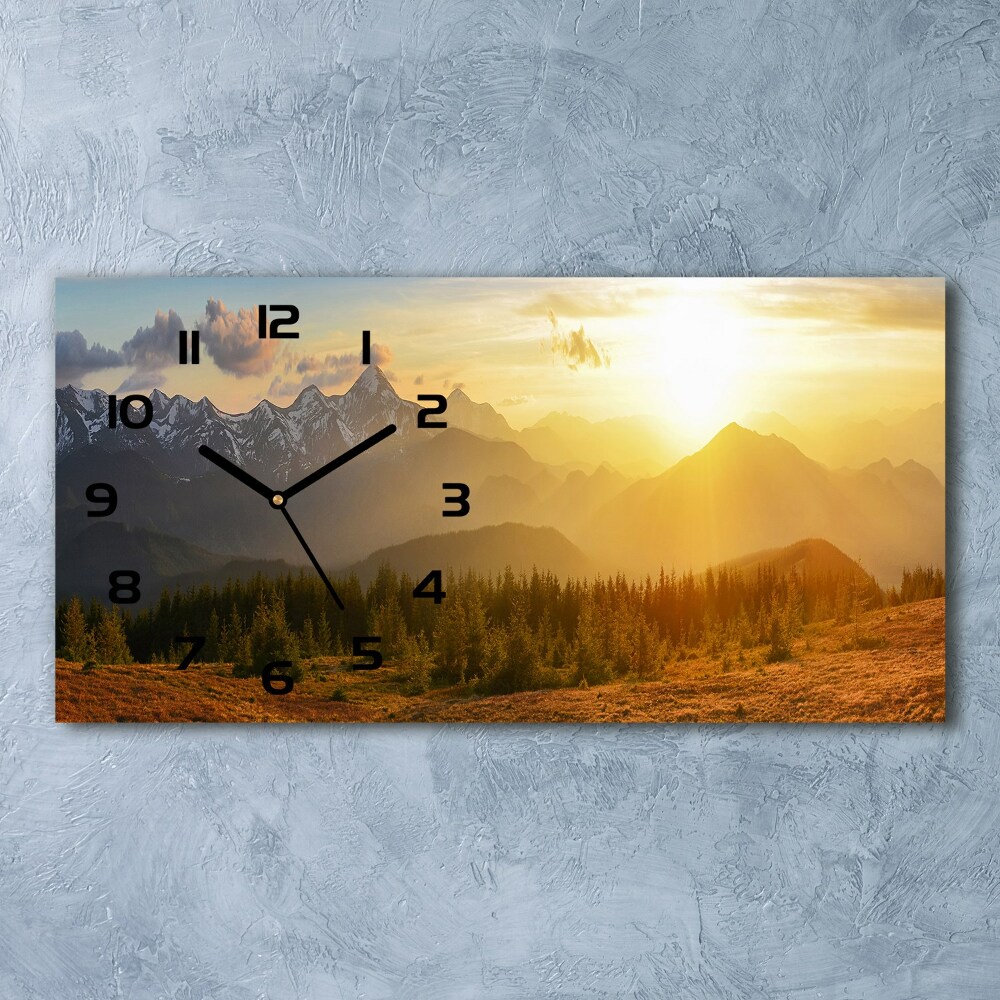 Horizontal wall clock Sunset of the mountain