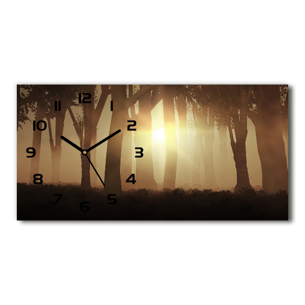 Horizontal wall clock Fog in the forest