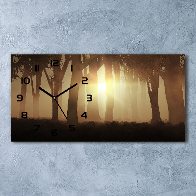 Horizontal wall clock Fog in the forest