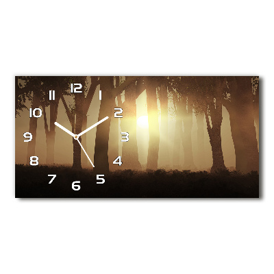 Horizontal wall clock Fog in the forest