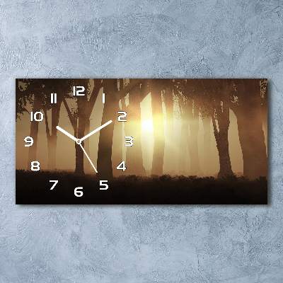 Horizontal wall clock Fog in the forest