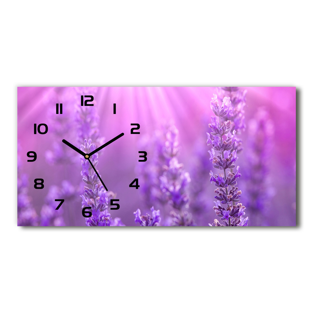 Horizontal rectangular wall clock Lavender