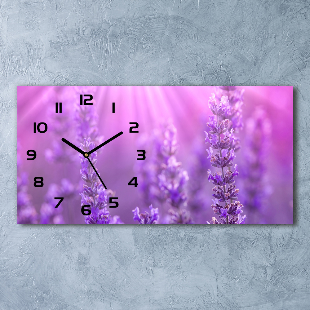 Horizontal rectangular wall clock Lavender